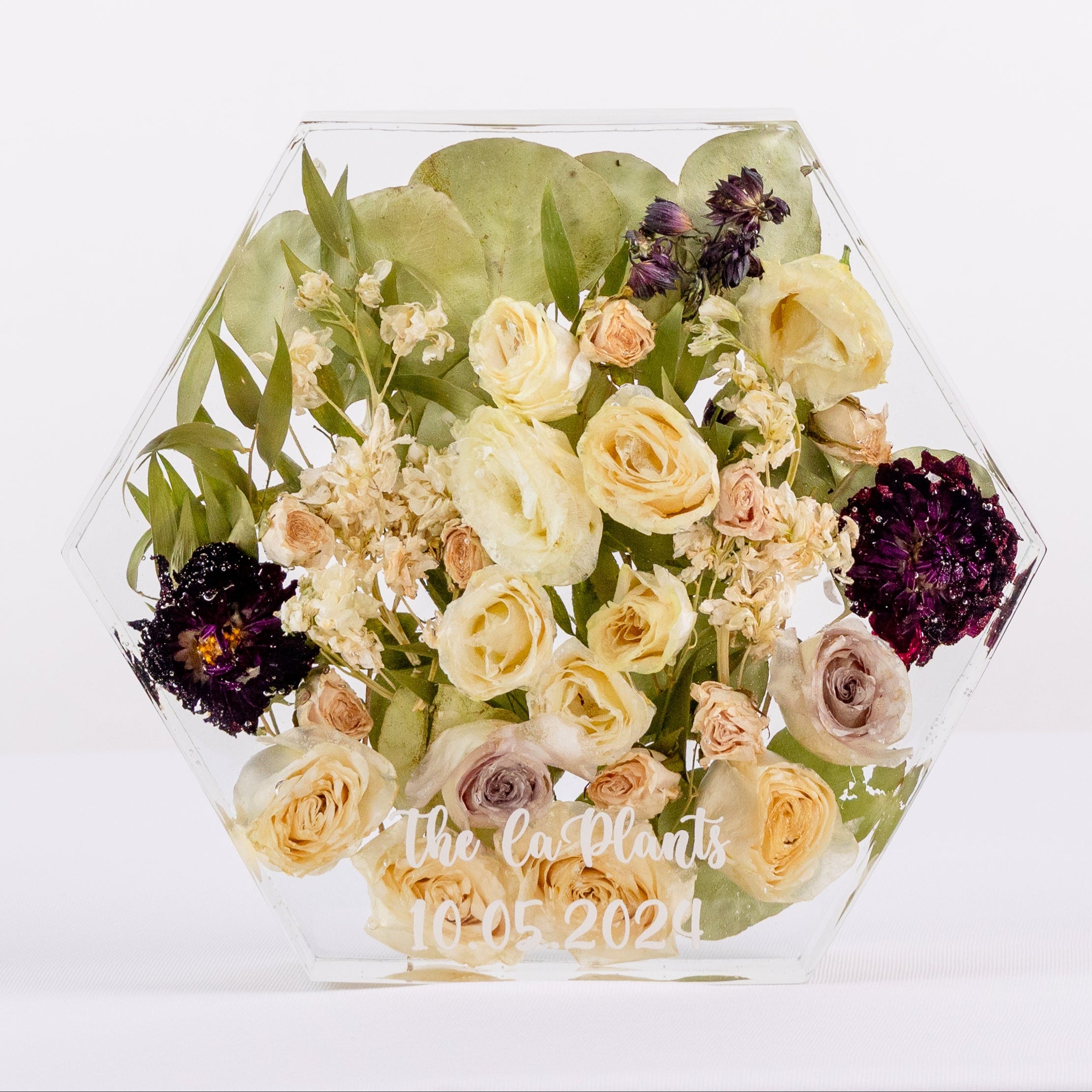 Bouquet Preservation Hexagon Flower Preservation Block Hexagon Shape Dried Flower Display