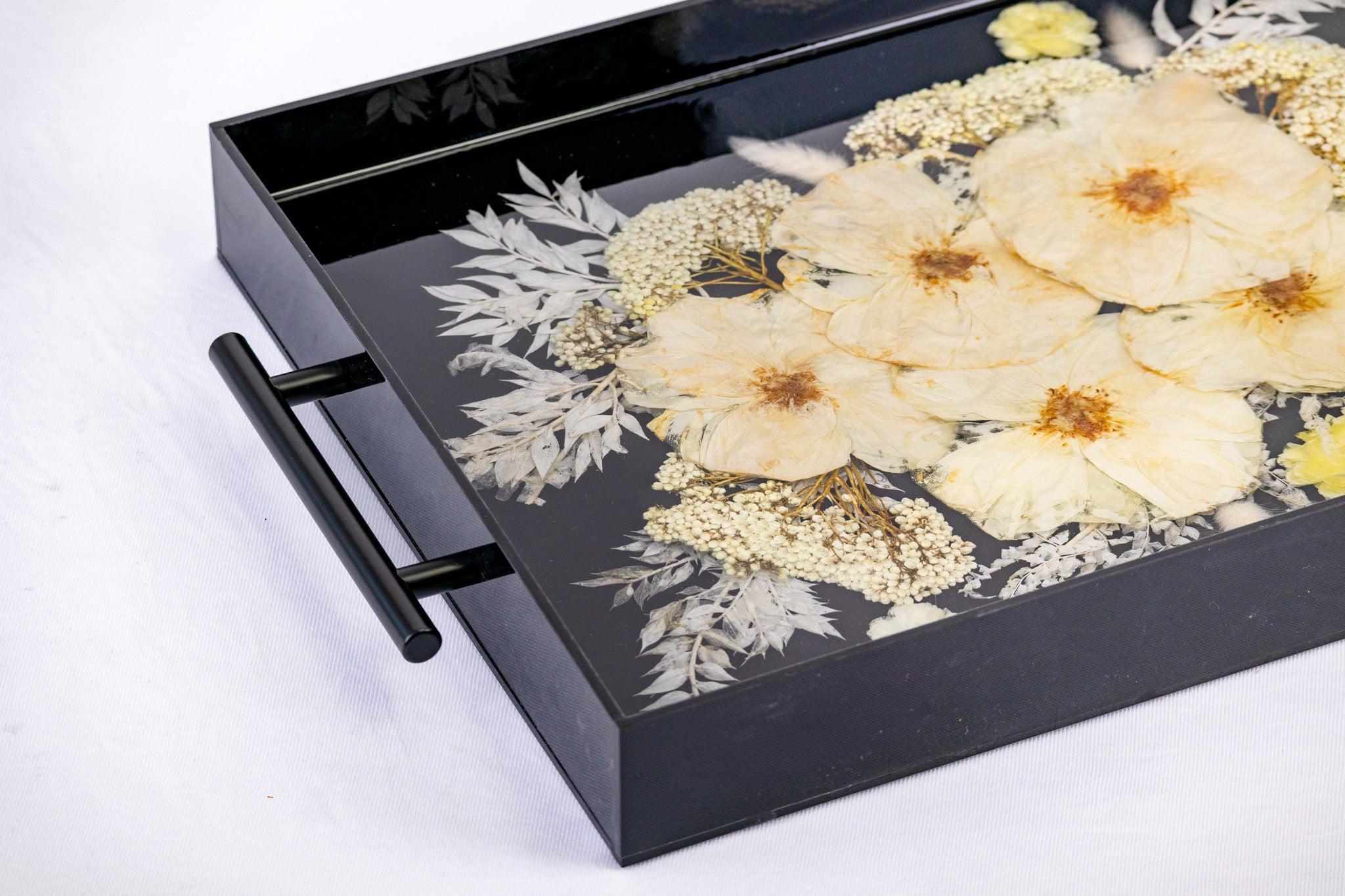 Wedding Bouquet Preservation Tray with Handles Pressed Flower Tray with Monogram Wedding Flower Preservation Resin Tray and Invitation Gift