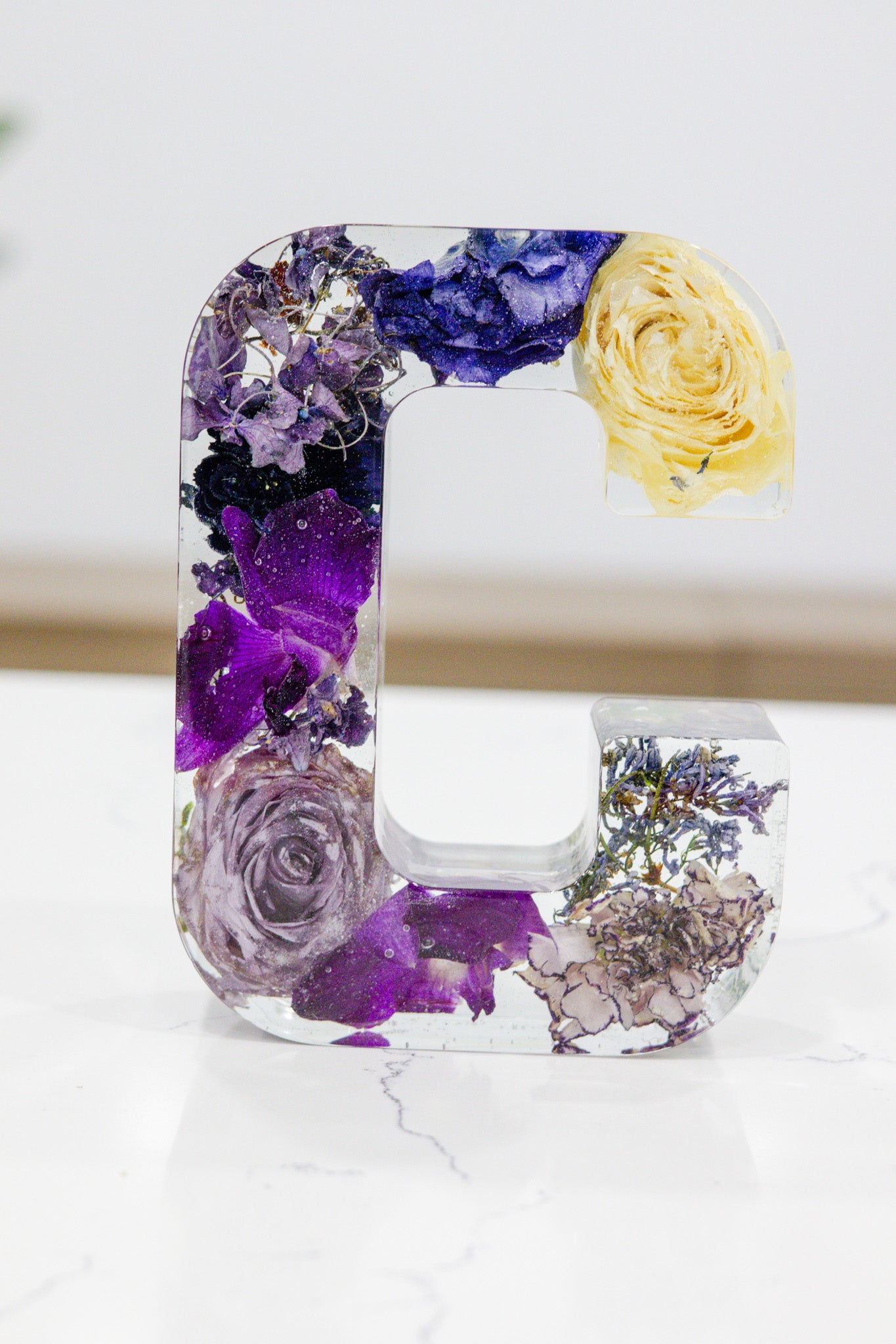 6" Preserved Flower Letter Block