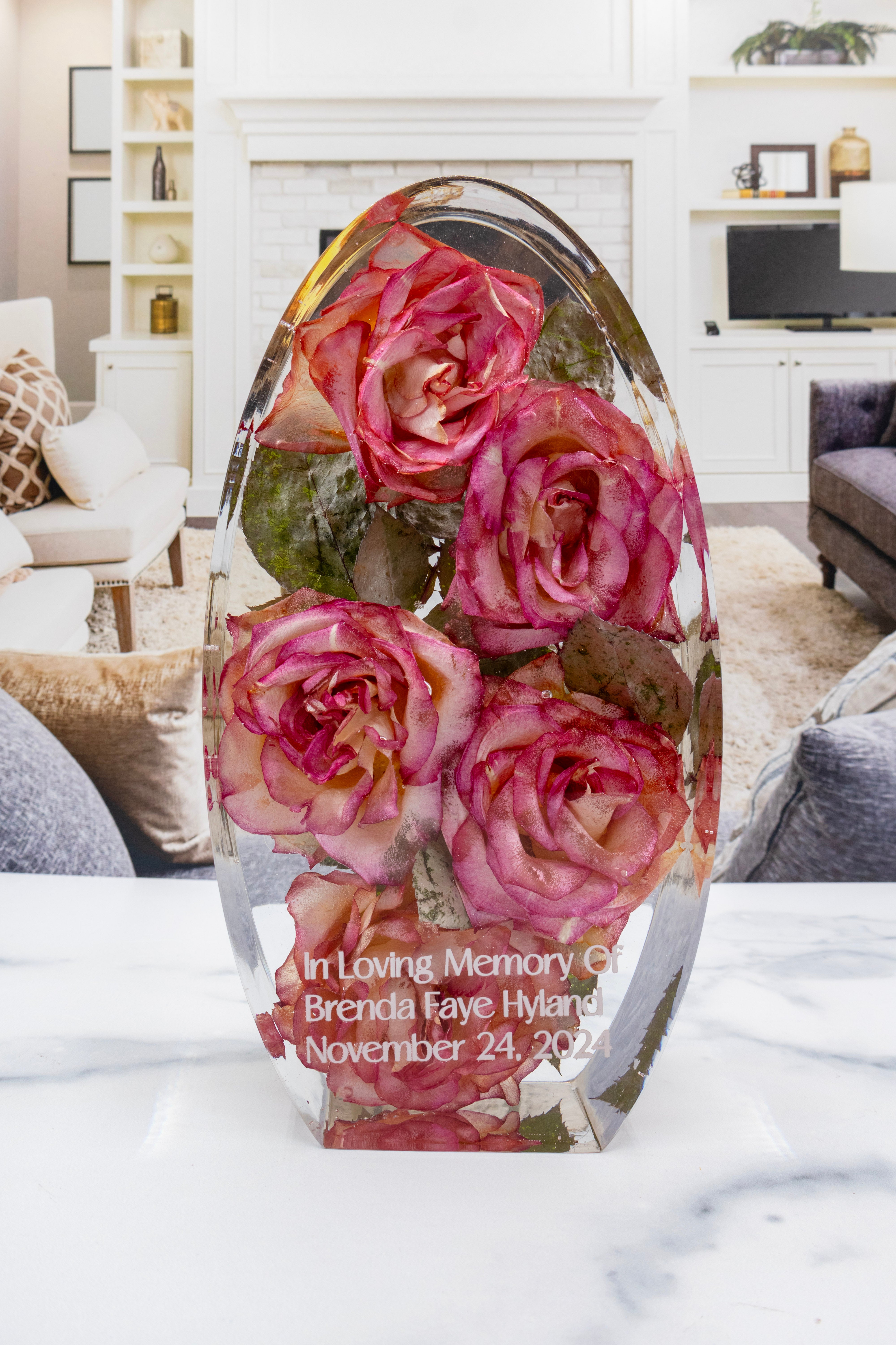 Preserved Flower Custom Gift Wedding Bouquet Preservation Oval Resin Flower Preservation Wedding Bouquet Resin Preservation Bridal Service