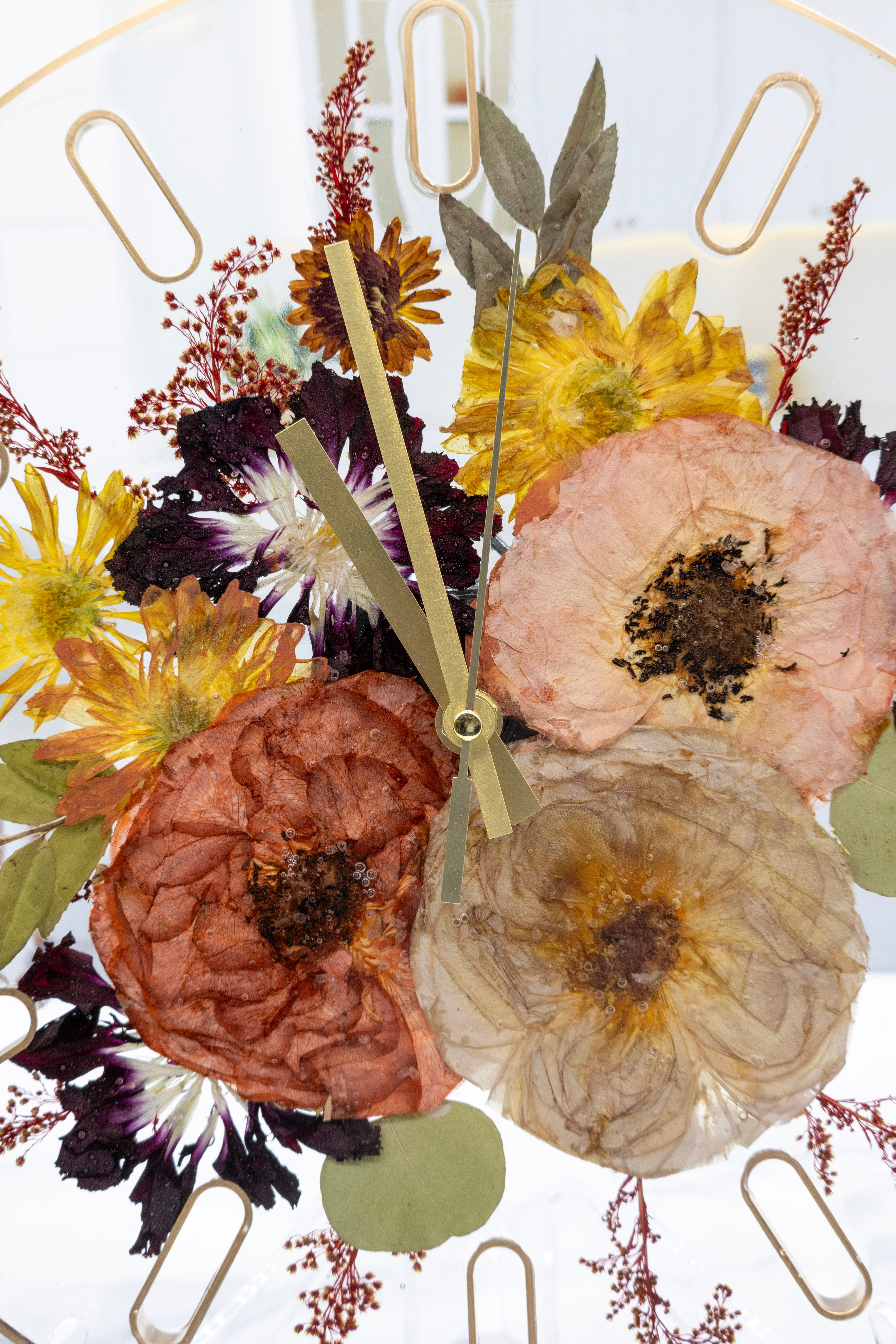 12" Pressed Flower Clock