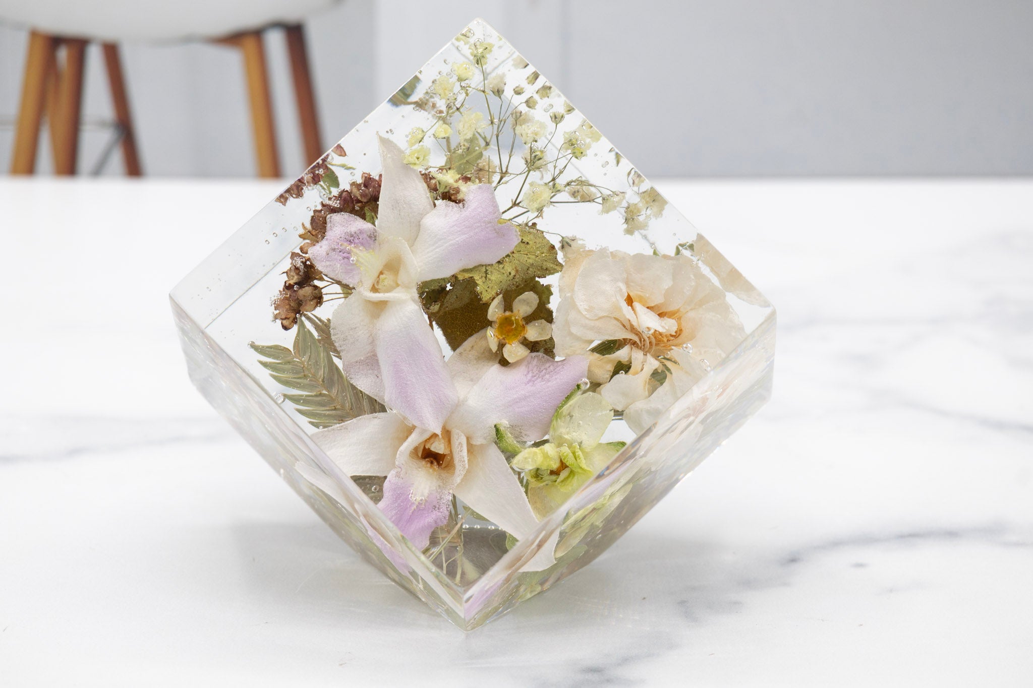 4x4 Preserved Flower Block Lighted Display