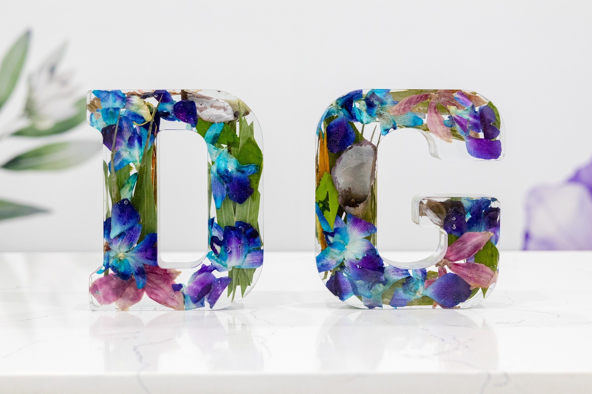 6" Preserved Flower Letter Block