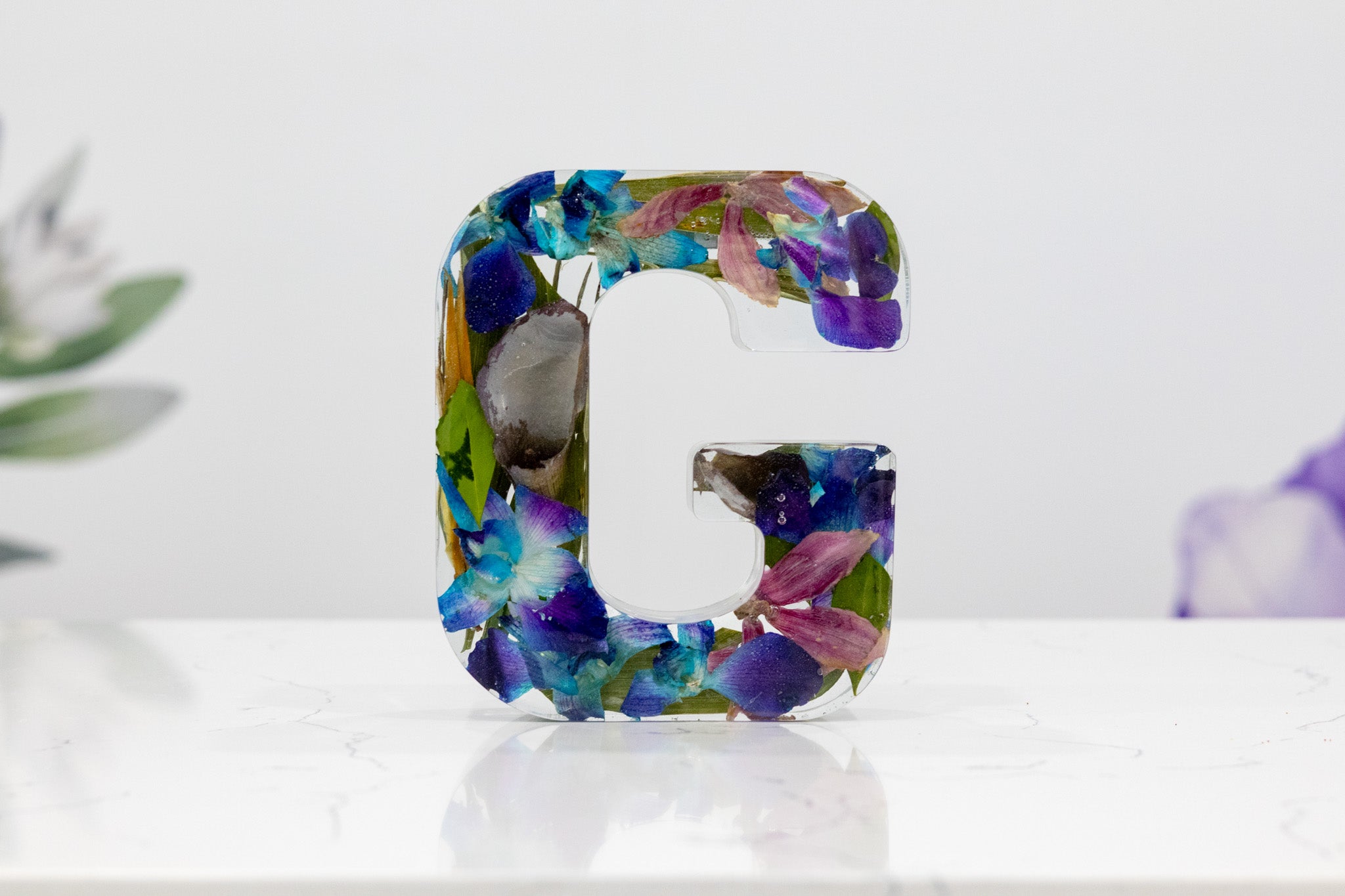 6" Preserved Flower Letter Block