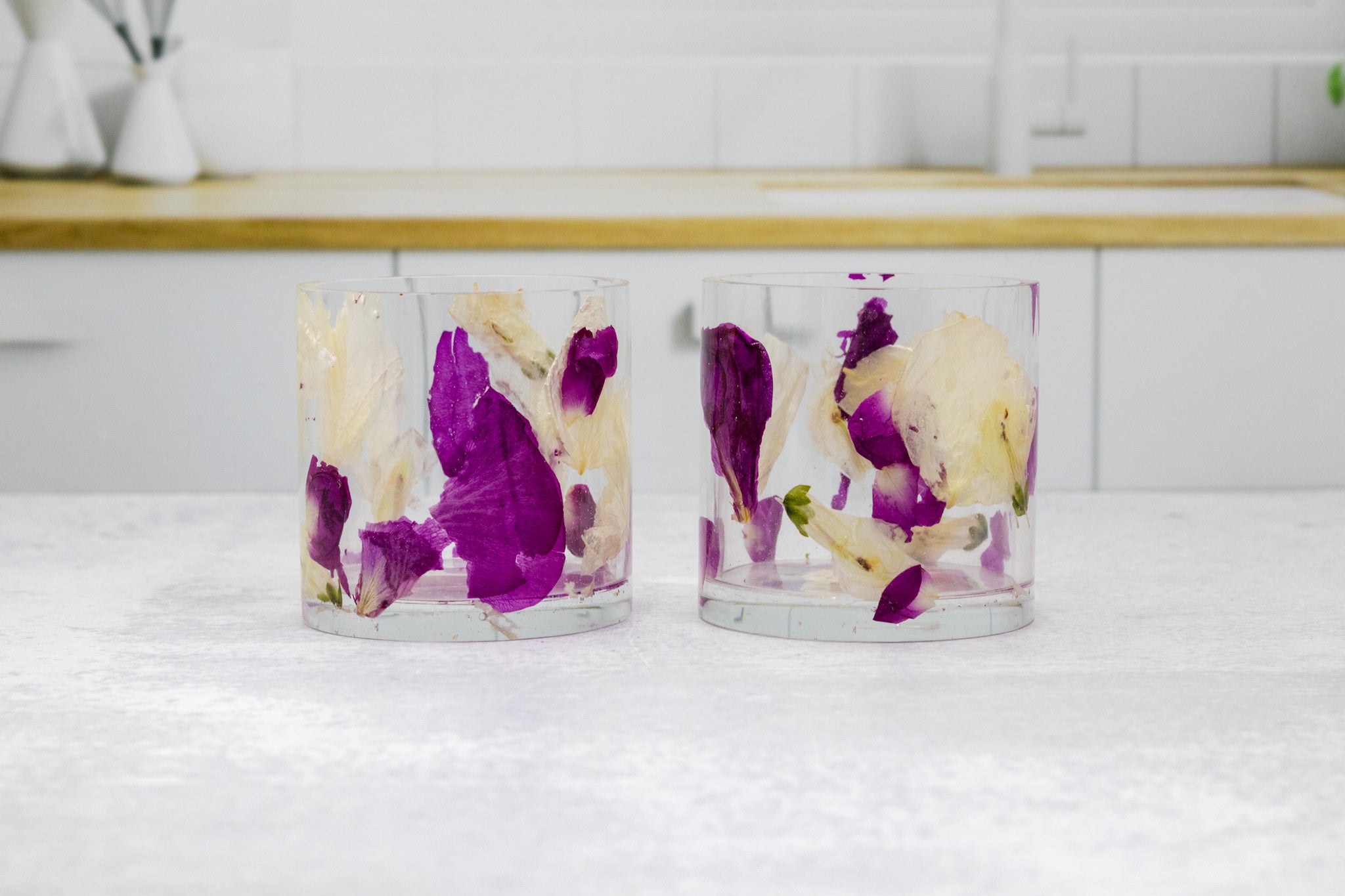 Pressed Flower Rocks Glass