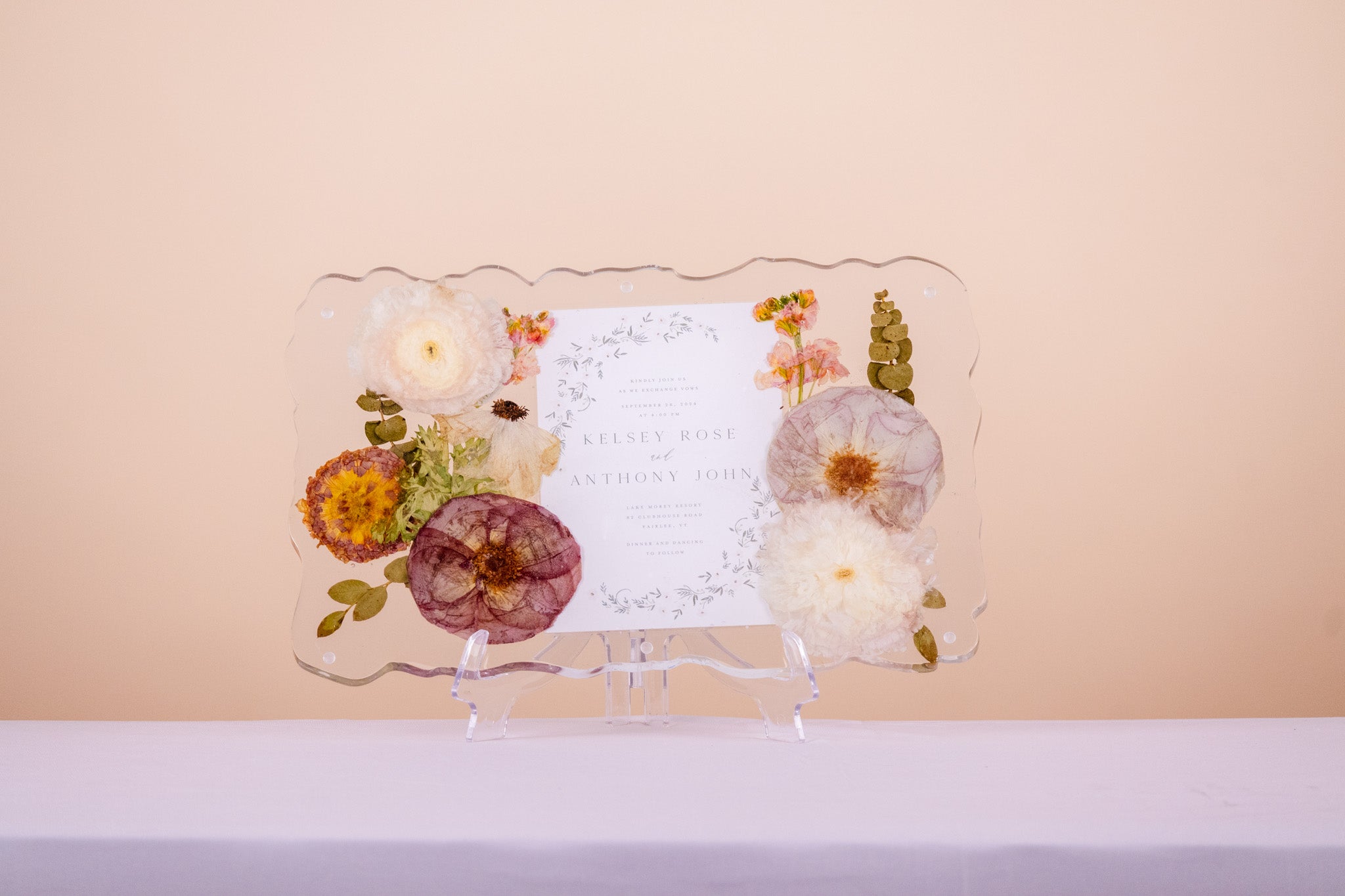 14x9 Pressed Flower Geode Tray