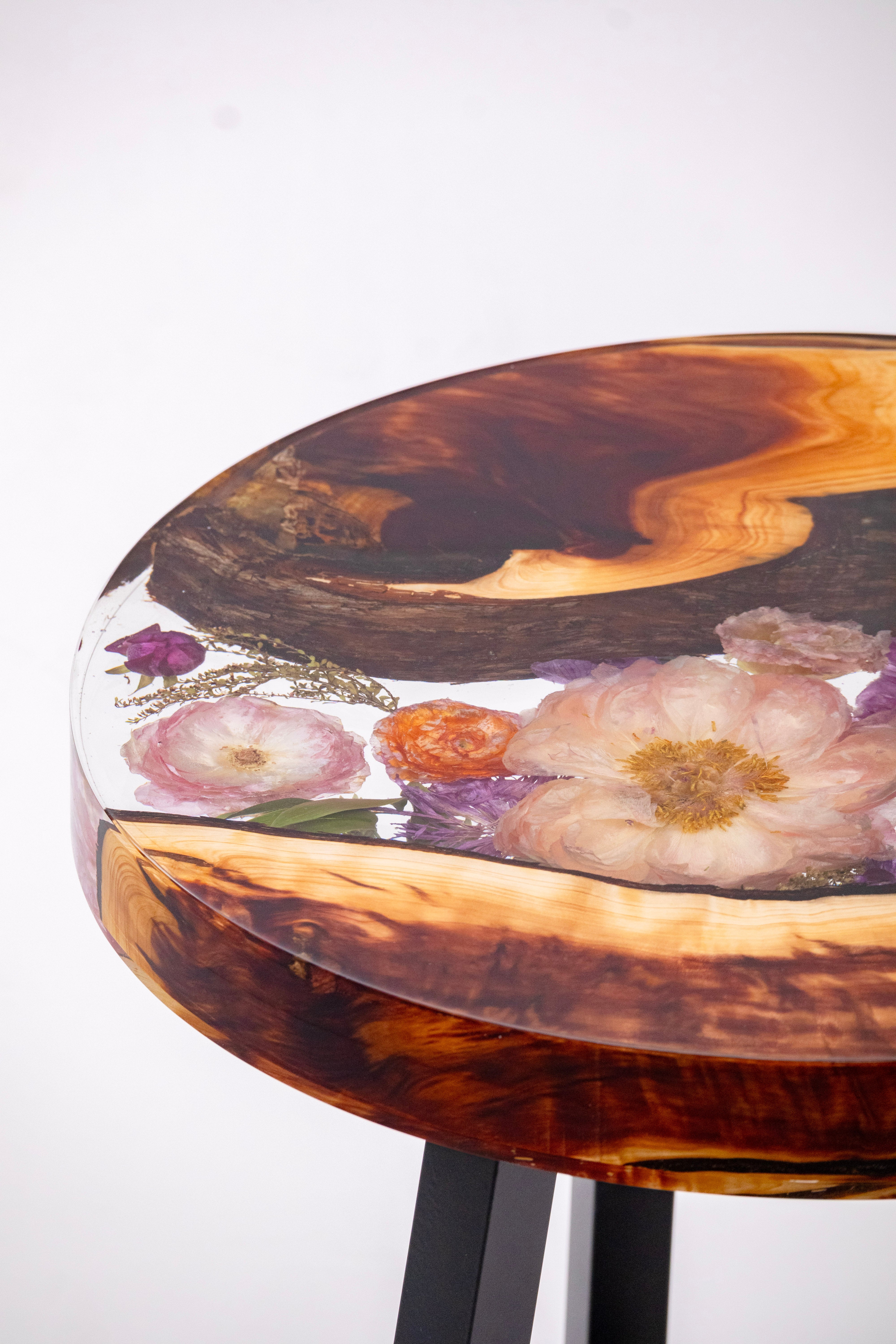 18" Live Edge Resin Side Table