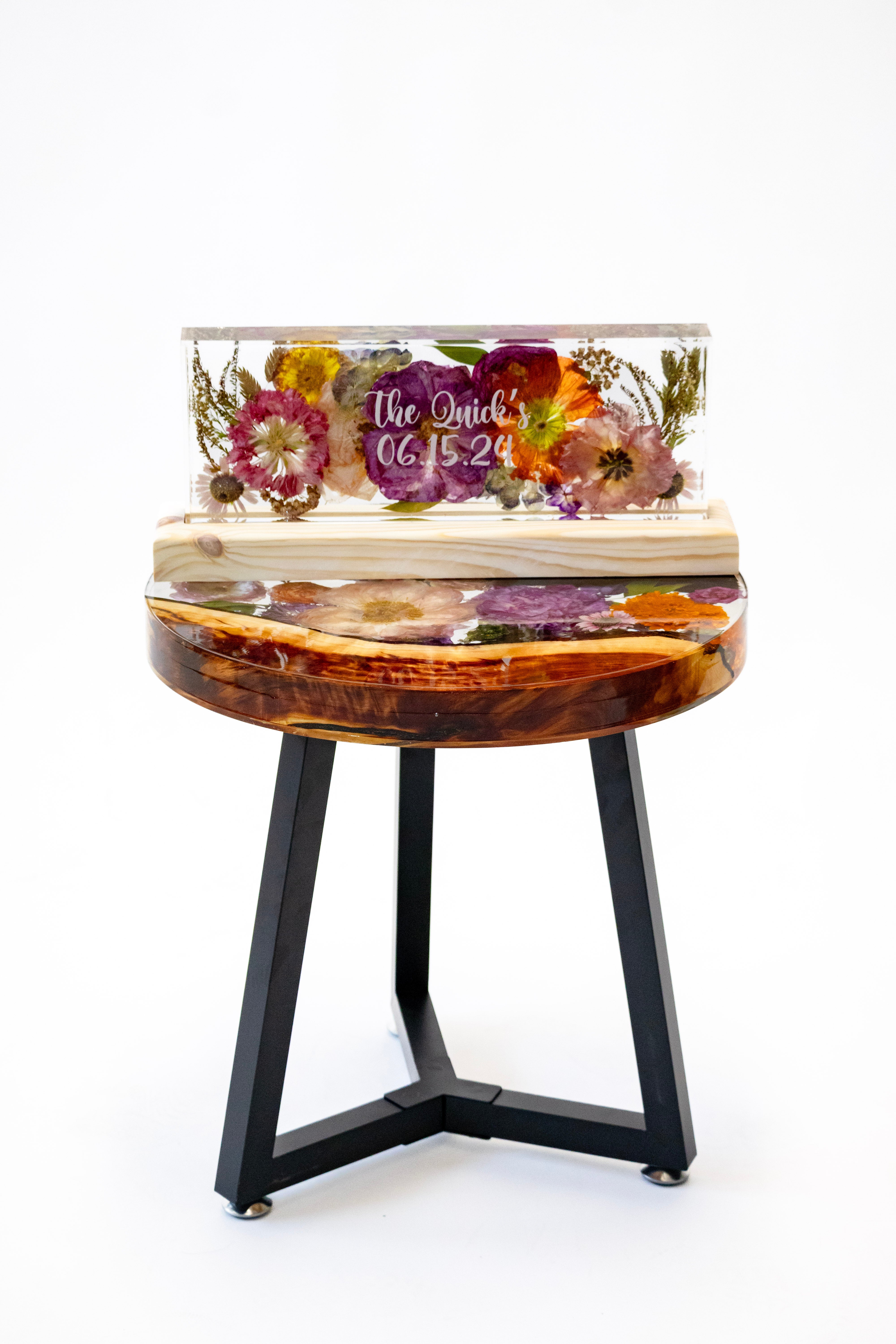 18" Live Edge Resin Side Table
