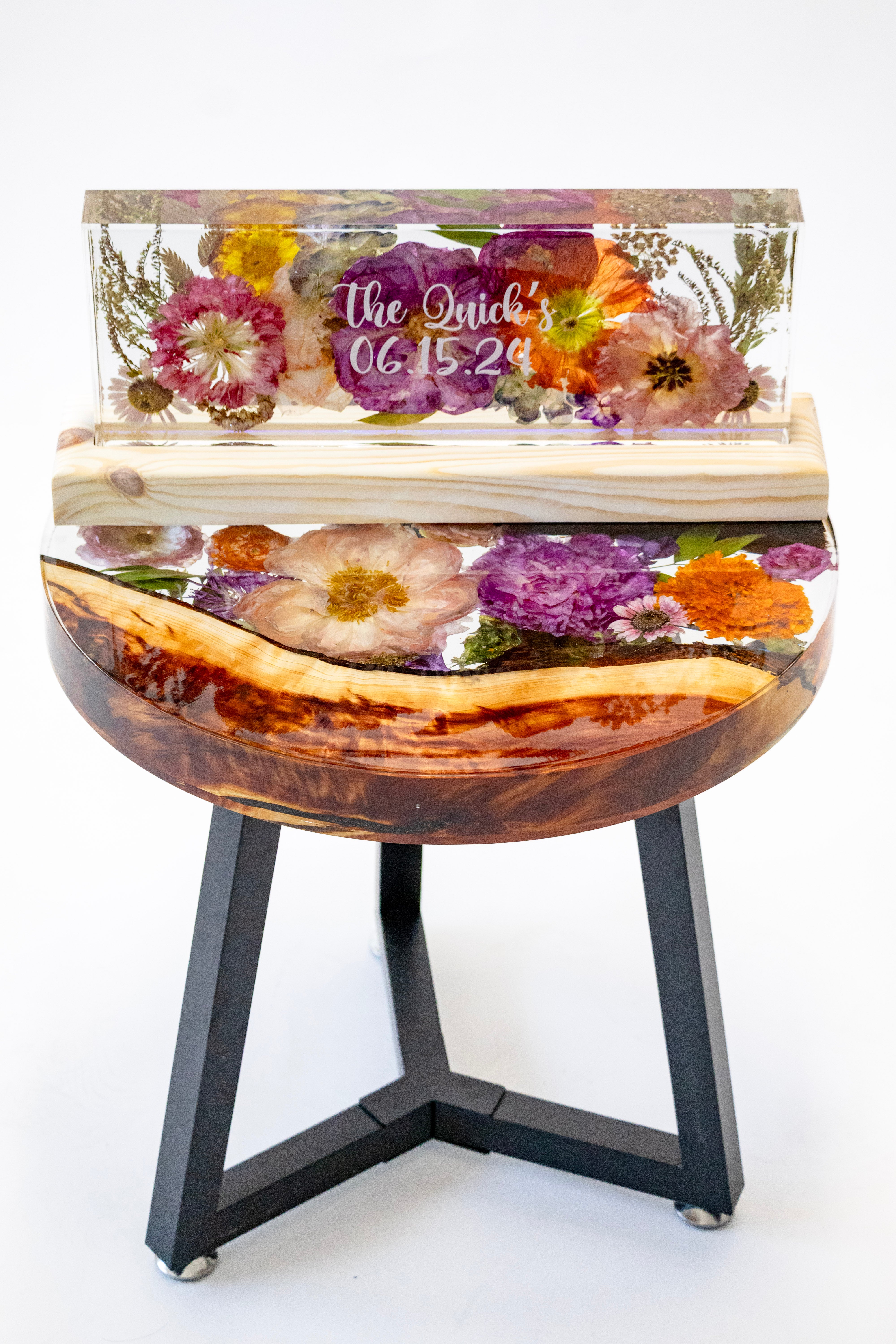 18" Live Edge Resin Side Table