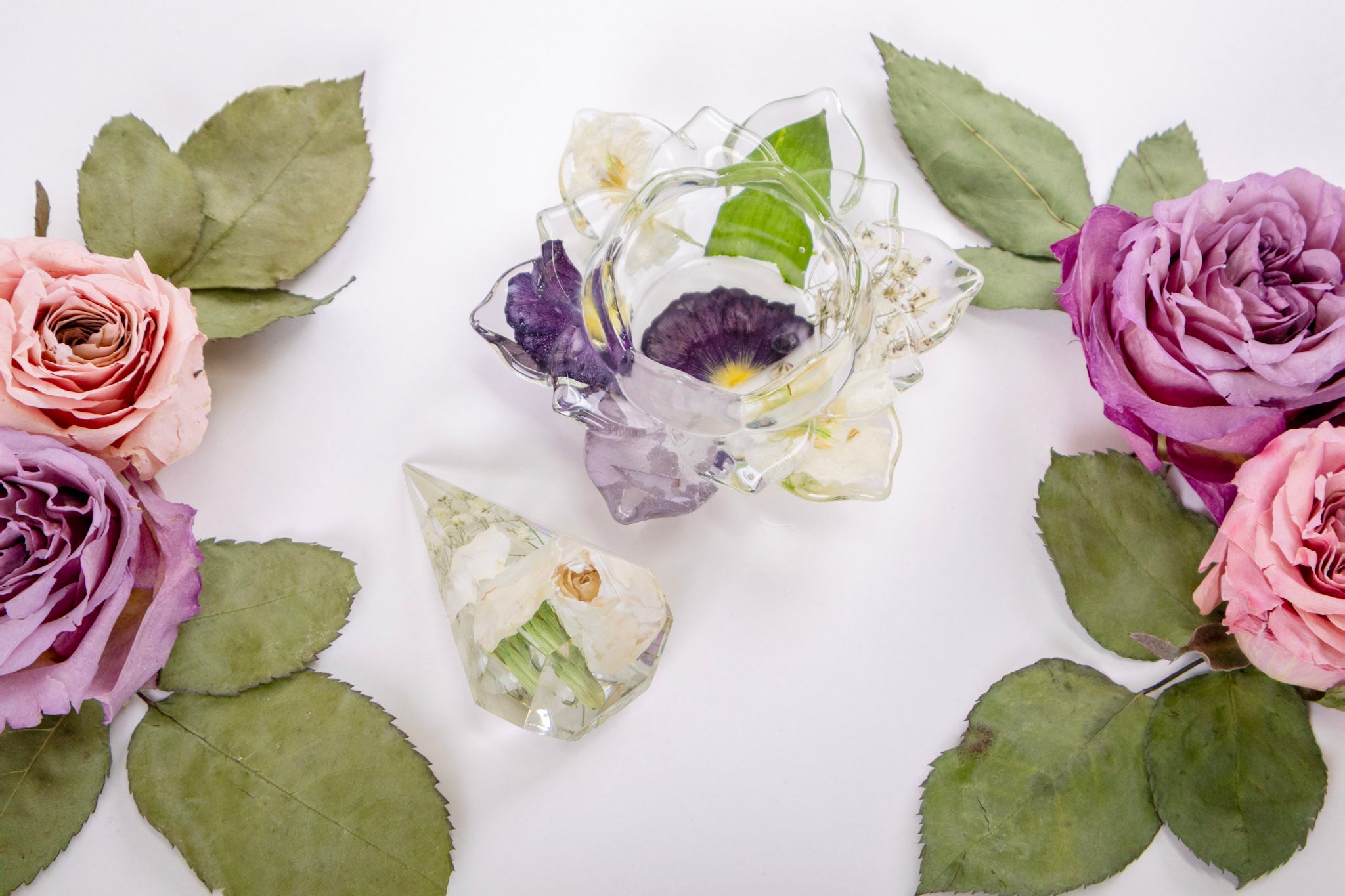 Resin Flower preservation ring holder and jewelry cup