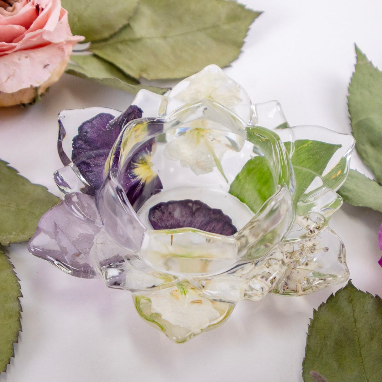 Preserved Flower Jewelry Dish lotus cup