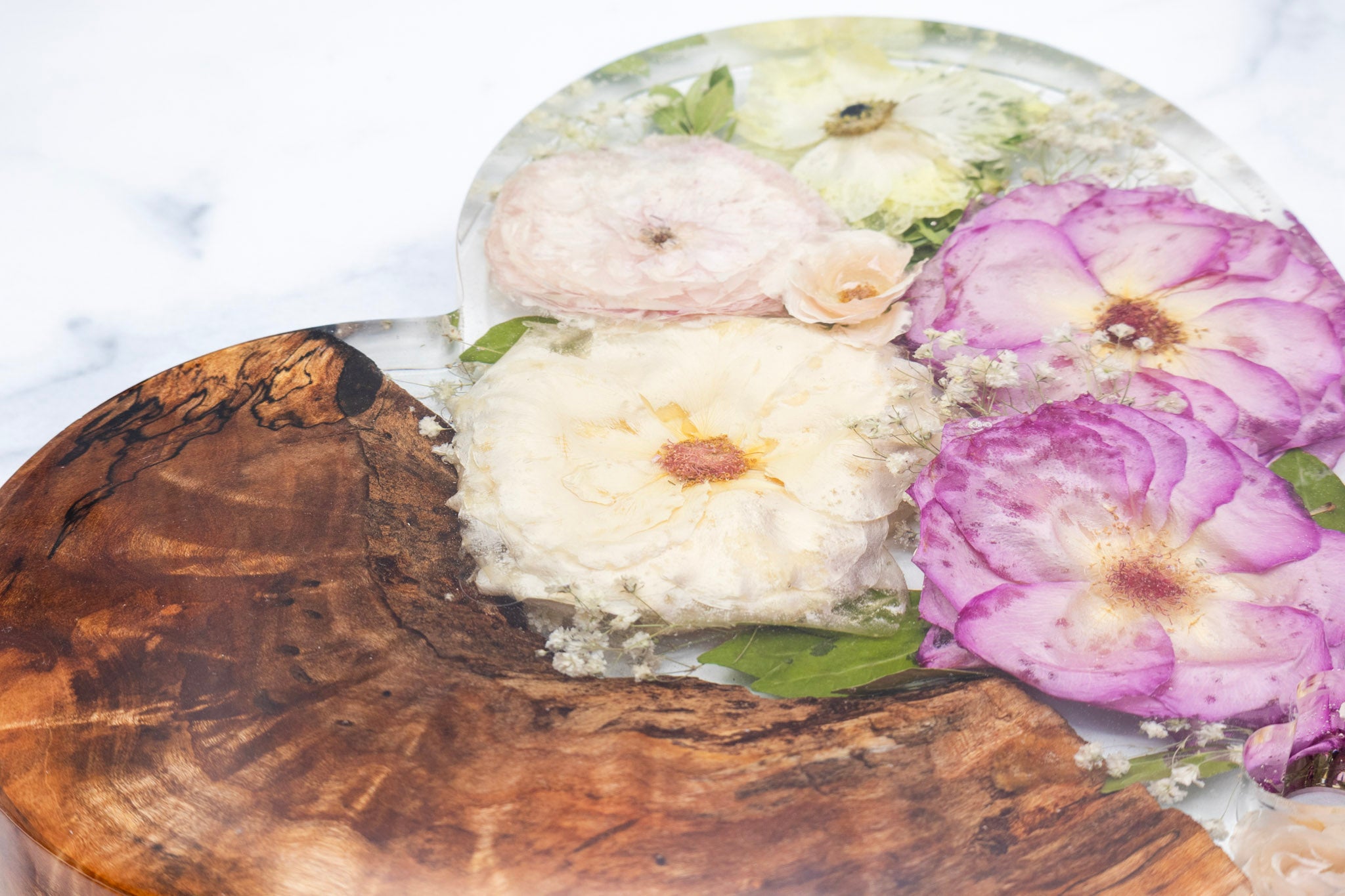 Resin Flower Preservation and Live Edge Wood Display