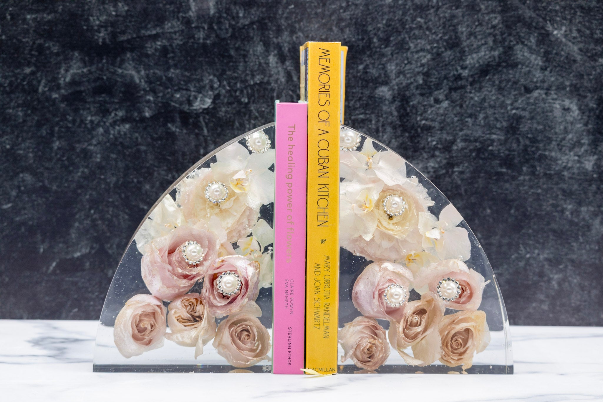 Flower Preservation Bookend Preserved Flower Bookend Bouquet Preservation Resin Flower Book Ends Dried Floral Bookend Fresh Flower Keepsake