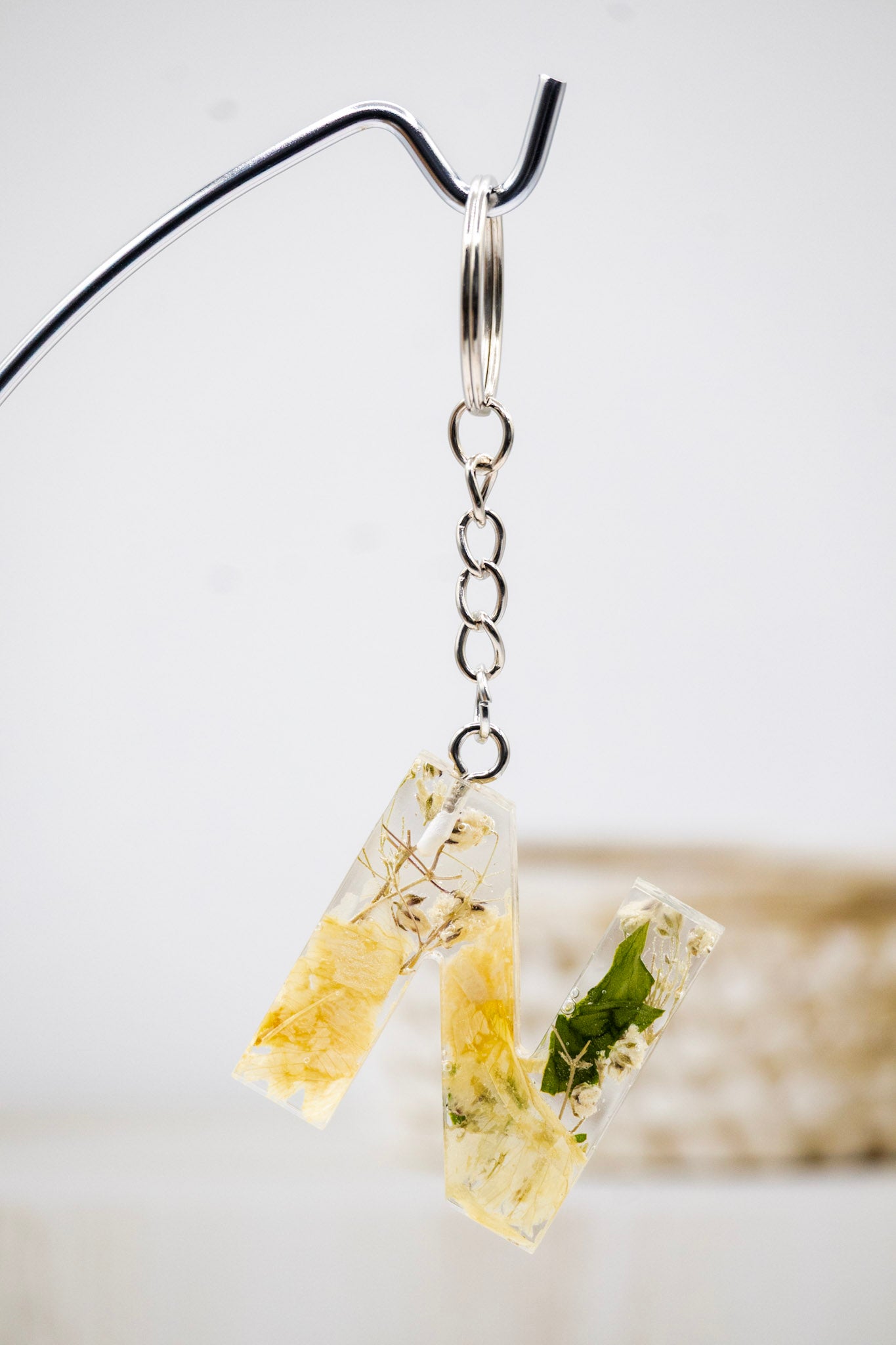 Preserved Bouquet Keychain Dried Flower Preservation Keychain Letter Bouquet Preservation Monogram Key Chain Alphabet Flower Letter Keychain
