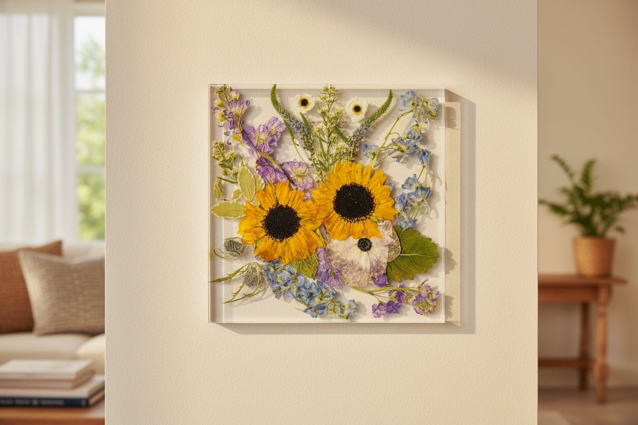 Floral Preservation Floating Frame Bouquet Preservation Pressed Flower Frame Square Floating Flowers Resin Frame Wedding Flower Preservation