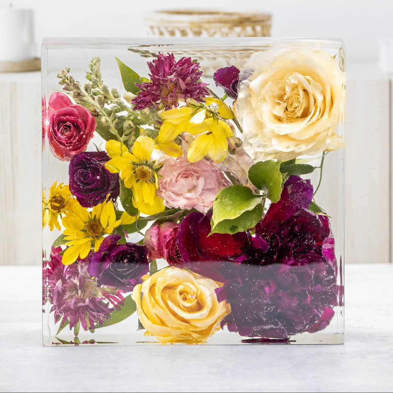 Wedding Bouquet Preservation Resin Block Wild Flower Dried Bouquet Block