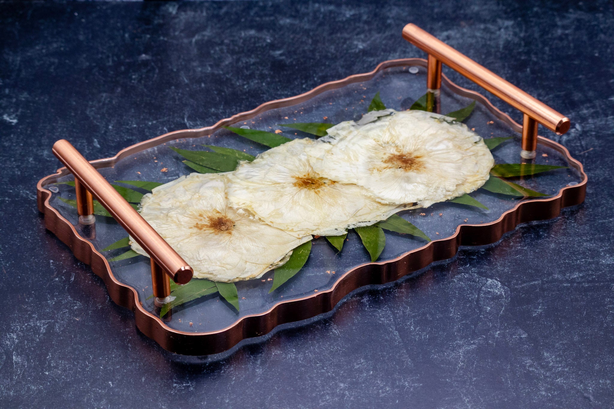 14x9 Pressed Flower Geode Tray