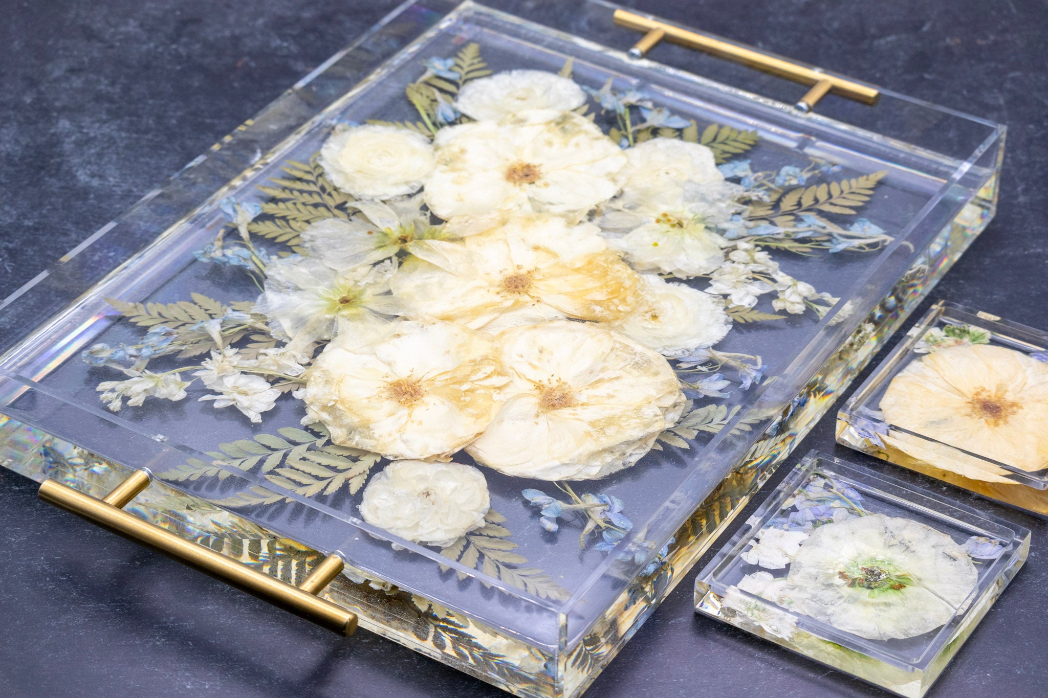 12x16 Raised Edge Tray & Coaster Bundle