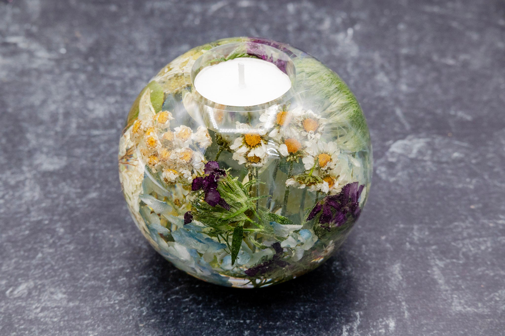 Wild Flower Preservation Candle Resin Votive Candle with Dried Wedding Bouquet Preservation