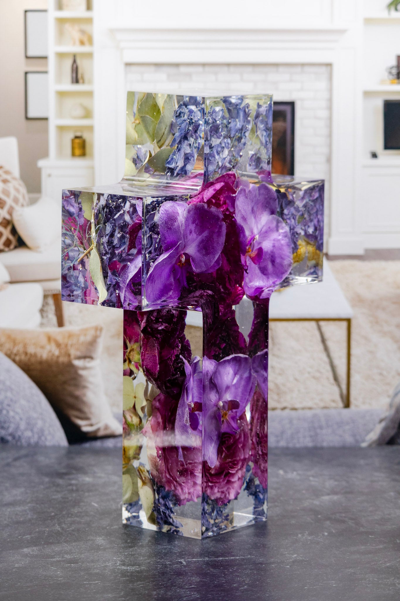 Preserved Flower Resin Cross Dried Orchid Bouquet Preservation Cross