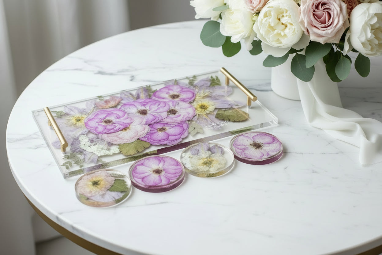 18x10 Pressed Flower Serving Tray