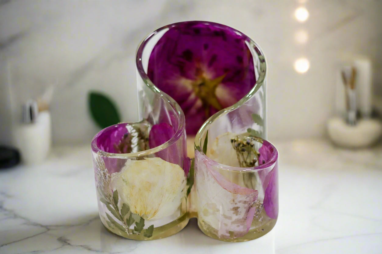 Wedding Bouquet Preservation Makeup Brush Holder Flower Preservation Resin Makeupbrush Holder Preserved Wedding Flower Resin Pencil Holder