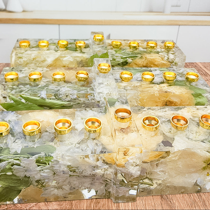 Jewish Wedding Flower Preservation Resin Menorah Gift Bouquet Preservation Floral Menorah Dried Flower Menorah Preserved Flower Wedding Gift
