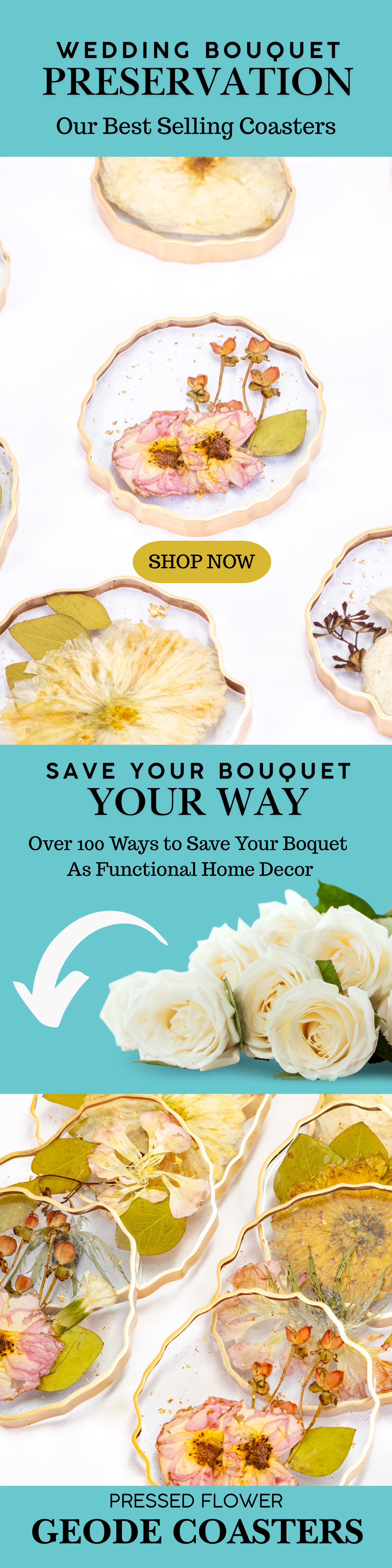 12x8 Pressed Flower Geode Tray