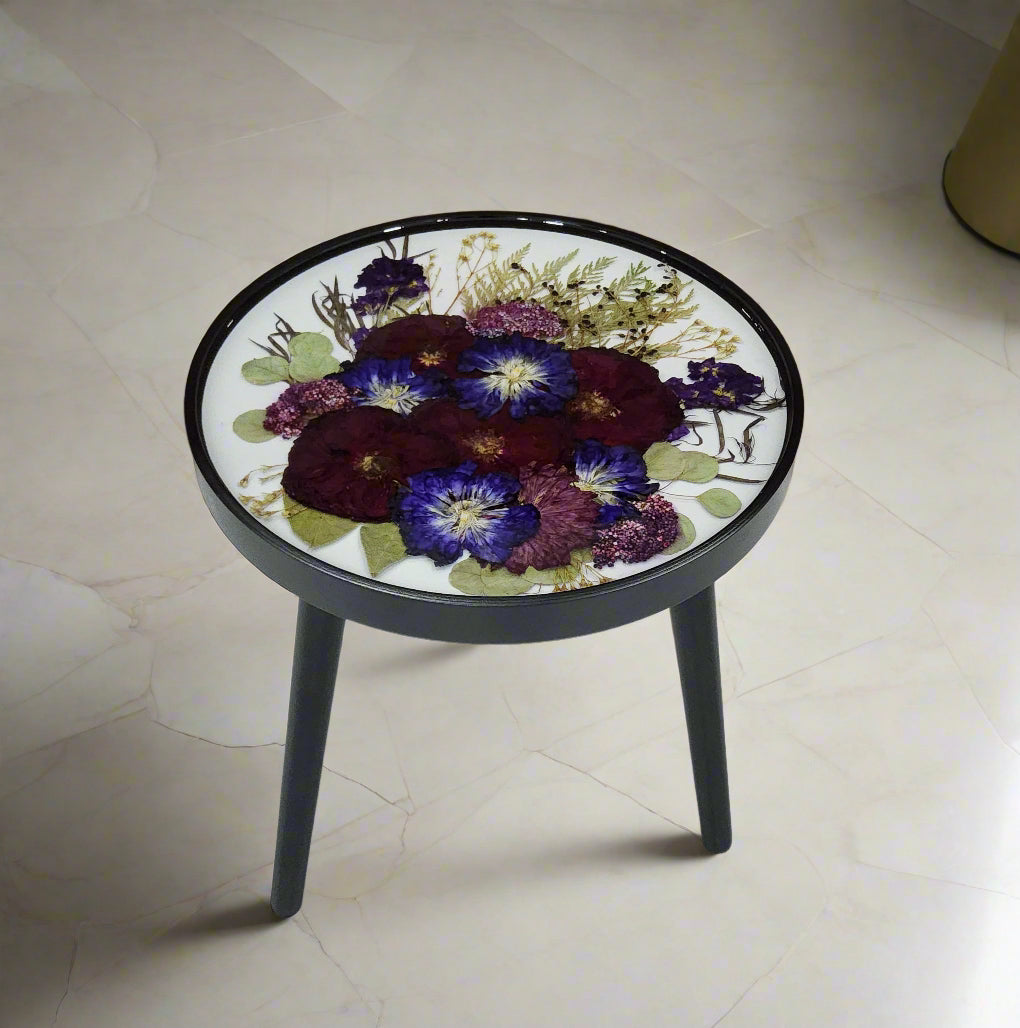Resin Cocktail Table Flower Resin Side Table