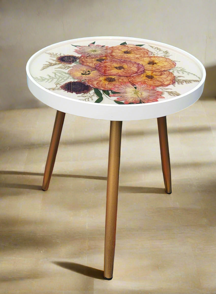Bouquet Preservation Side Table Pressed Flower end table round