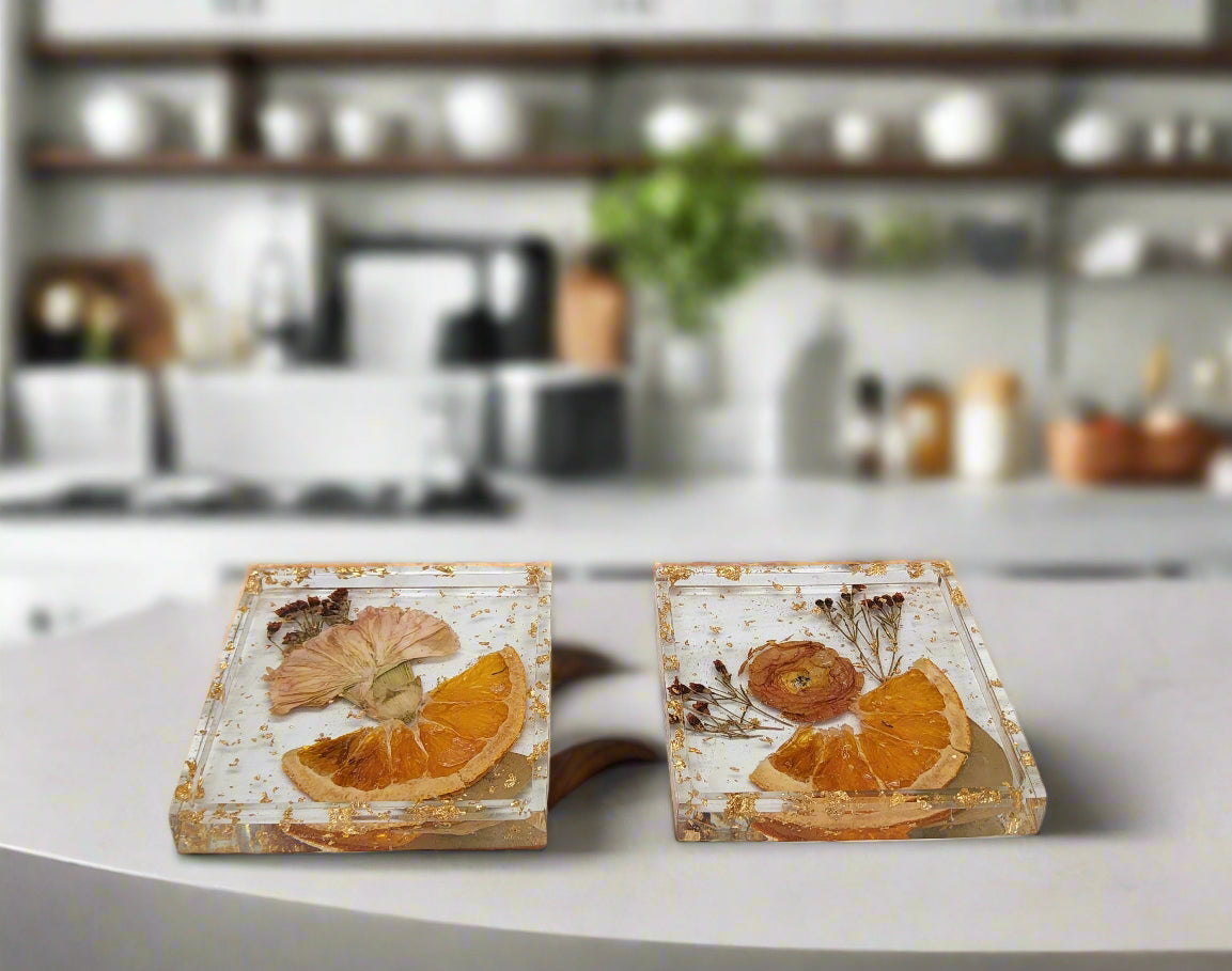 Preservation Fruit Square Coasters Orange Peel Kitchen
