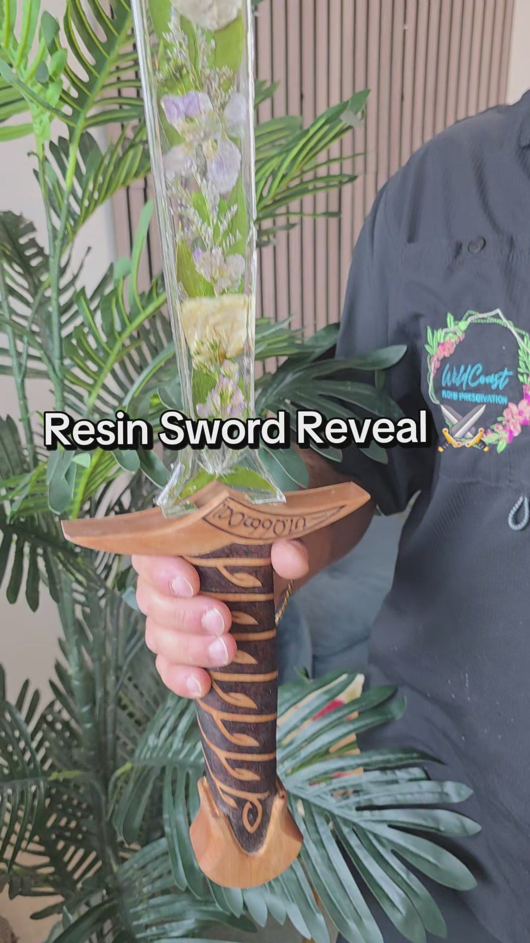 A resin sword made from a flower bouquet 