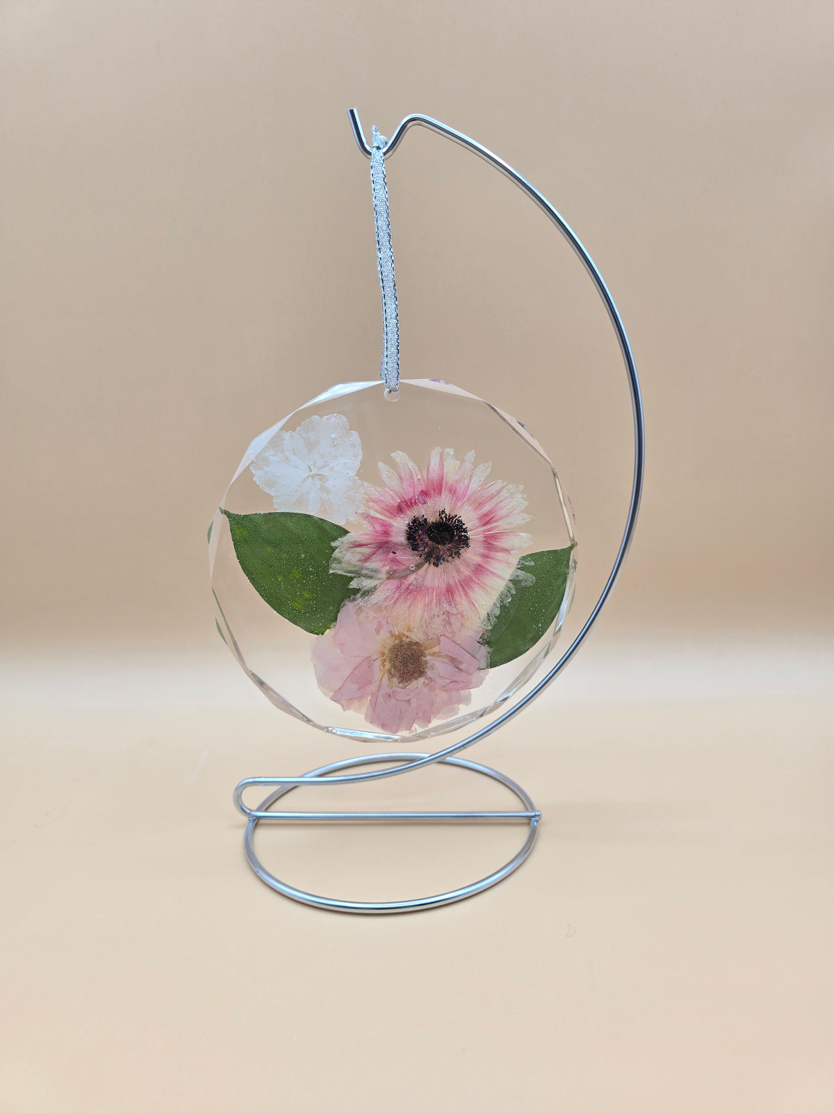 Premade Diamond Edge Pressed Flower Ornament - Ready to Ship
